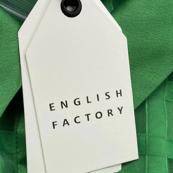 English Factory Women’s Gridded Organza Tiered Button-Up Maxi Dress Green Size M - Picture 5 of 11